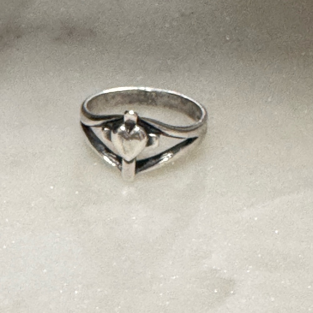 James Avery Vintage Silver Cross with Heart Ring